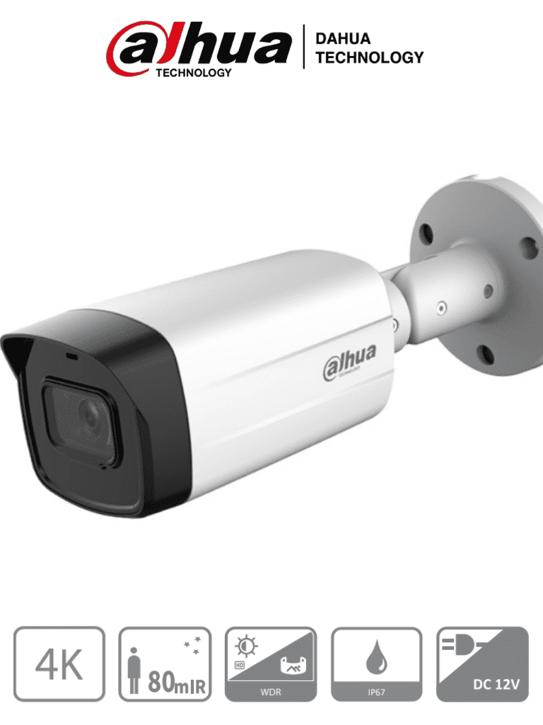 DAHUA HAC-HFW1801TM-I8 - Camara Bullet 4k/ 8 Megapixeles/ Super Adapt/ Lente de 2.8 mm/ 106 Grados de Apertura/ IR de 80 Metros/ WDR Real de 120 dB/ Metalica/ Soporta: CVI/TVI/AHD/CVBS/ IP67/ DAHUA HAC-HFW1801TM-I8 - Camara Bullet 4k/ 8 Megapixeles/ Super Adapt/ Lente de 2.8 mm/ 106 Grados de Apertura/ IR de 80 Metros/ WDR Real de 120 dB/ Metalica/ Soporta: CVI/TVI/AHD/CVBS/ IP67/